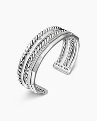 Stax Five Row Cuff Bracelet in Sterling Silver with Diamonds, 16mm