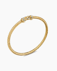 Buckle Cablespira® Bracelet in 18K Yellow Gold with Diamonds, 3.5mm