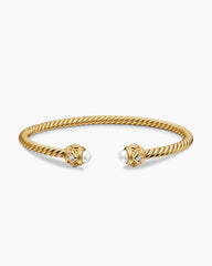 Renaissance® Cablespira Bracelet in 18K Yellow Gold with Pearls and Diamonds, 3.5mm