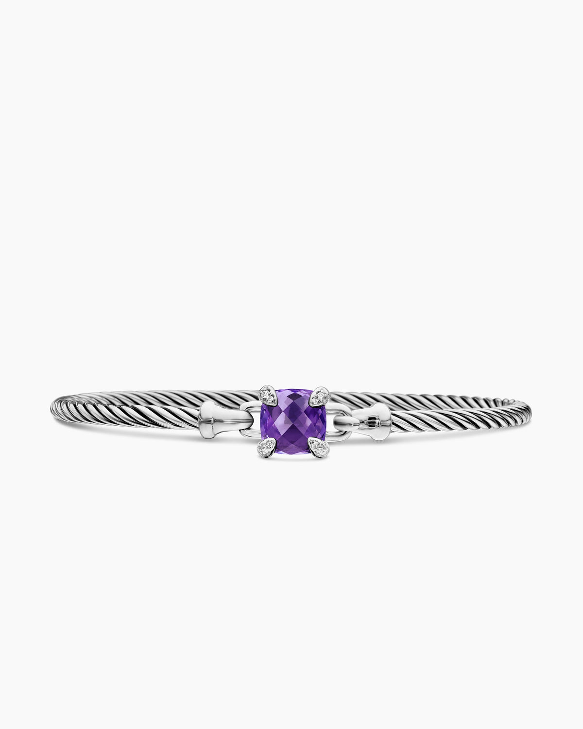 Chatelaine® Bracelet in Sterling Silver with Amethyst and Diamonds, 3mm