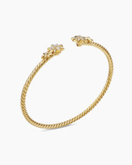 Petite Starburst Cable Bracelet in 18K Yellow Gold with Diamonds, 2.6mm