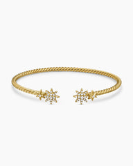 Petite Starburst Cable Bracelet in 18K Yellow Gold with Diamonds, 2.6mm
