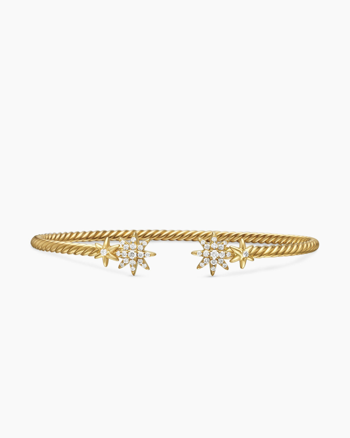 Petite Starburst Cable Bracelet in 18K Yellow Gold with Diamonds, 2.6mm