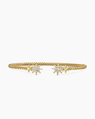 Petite Starburst Cable Bracelet in 18K Yellow Gold with Diamonds, 2.6mm