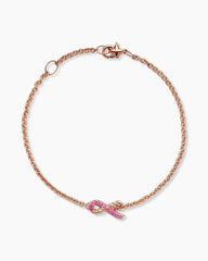 Cable Collectibles® Ribbon Chain Bracelet in 18K Rose Gold with Pavé Pink Sapphires, 15mm