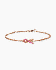 Cable Collectibles® Ribbon Chain Bracelet in 18K Rose Gold with Pavé Pink Sapphires, 15mm
