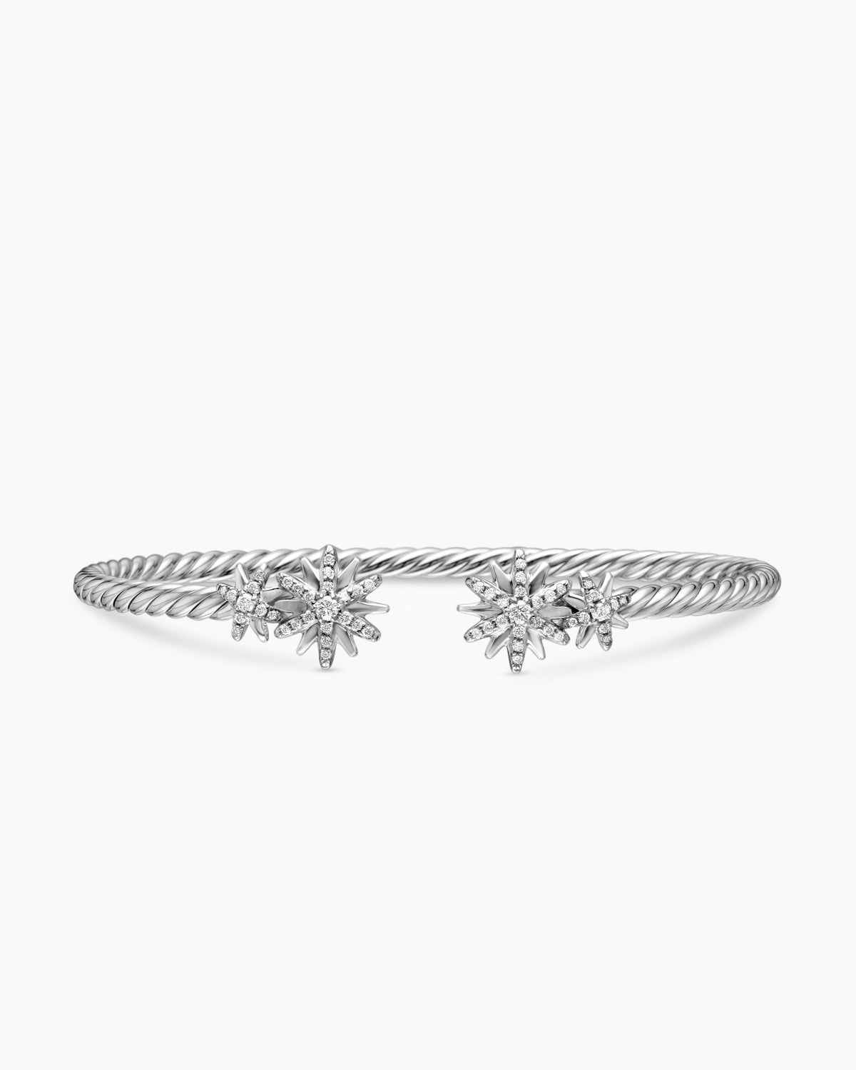 Starburst Cable Bracelet in Sterling Silver with Diamonds, 3.5mm