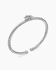 Starburst Center Station Bracelet in Sterling Silver with Diamonds, 3mm