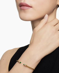 Petite Helena Cablespira® Bracelet in 18K Yellow Gold with Emeralds and Diamonds, 3mm