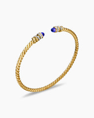 Petite Helena Cablespira® Bracelet in 18K Yellow Gold with Tanzanite and Diamonds, 3mm