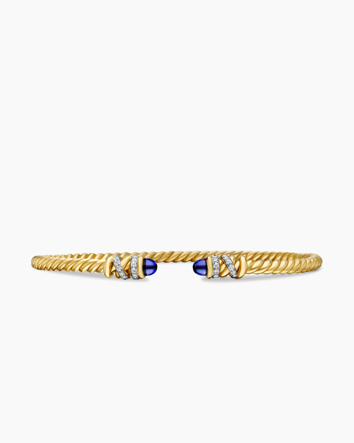 Petite Helena Cablespira® Bracelet in 18K Yellow Gold with Tanzanite and Diamonds, 3mm