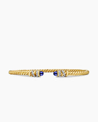 Petite Helena Cablespira® Bracelet in 18K Yellow Gold with Tanzanite and Diamonds, 3mm