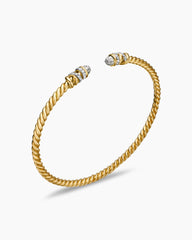 Petite Helena Cablespira® Bracelet in 18K Yellow Gold with Diamonds, 3mm