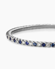 Pavé Stretch Bracelet in 18K White Gold with Sapphires and Diamonds, 3mm