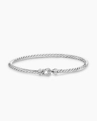 Buckle Classic Cable Bracelet in Sterling Silver with Diamonds, 3mm