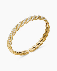 Sculpted Cable Flex Bracelet in 18K Yellow Gold with Diamonds, 7.8mm