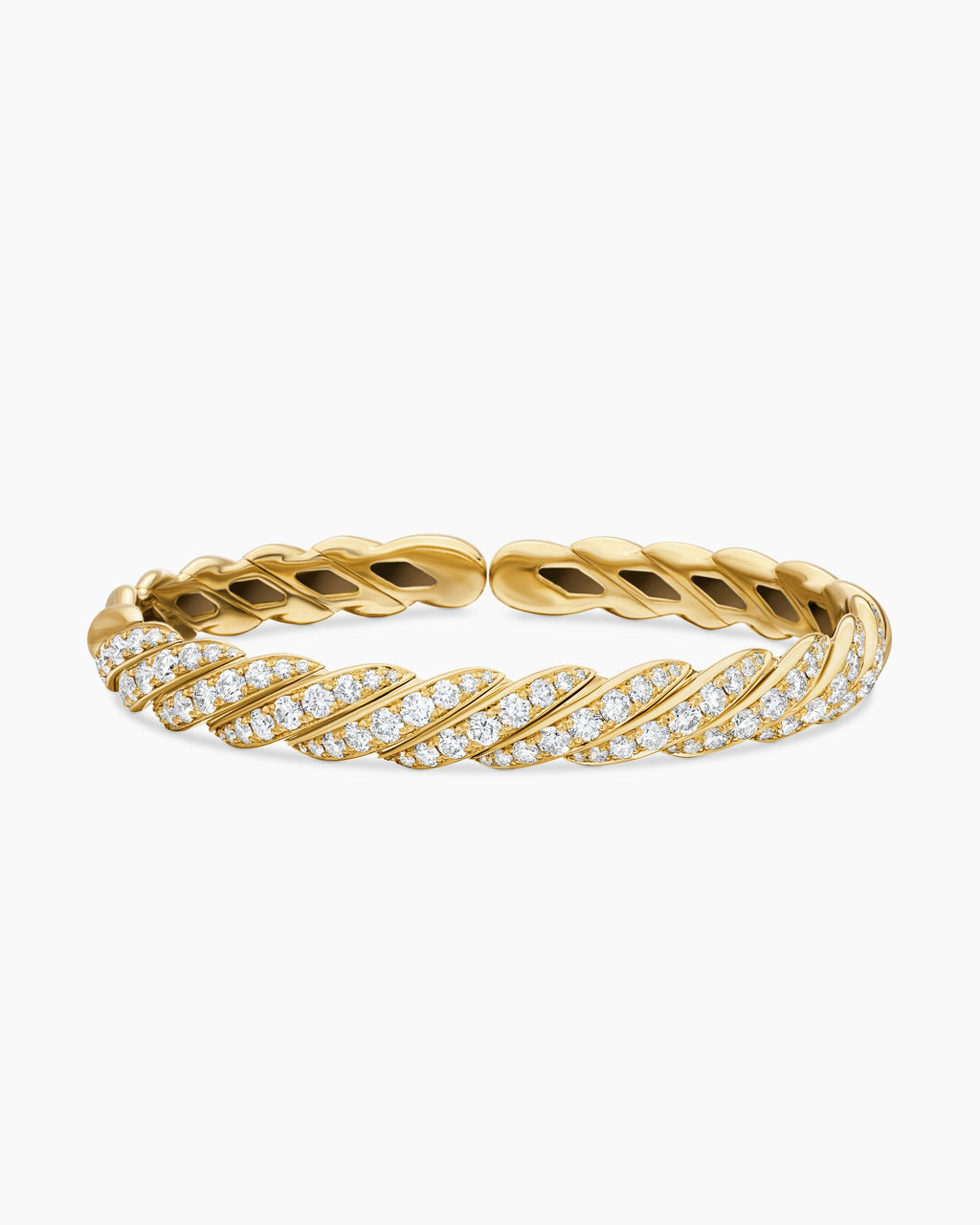 Sculpted Cable Flex Bracelet in 18K Yellow Gold with Diamonds, 7.8mm