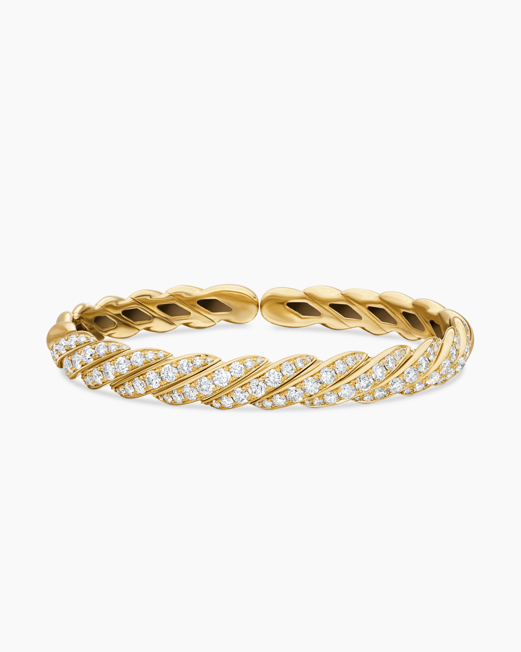 Sculpted Cable Flex Bracelet in 18K Yellow Gold with Diamonds, 7.8mm
