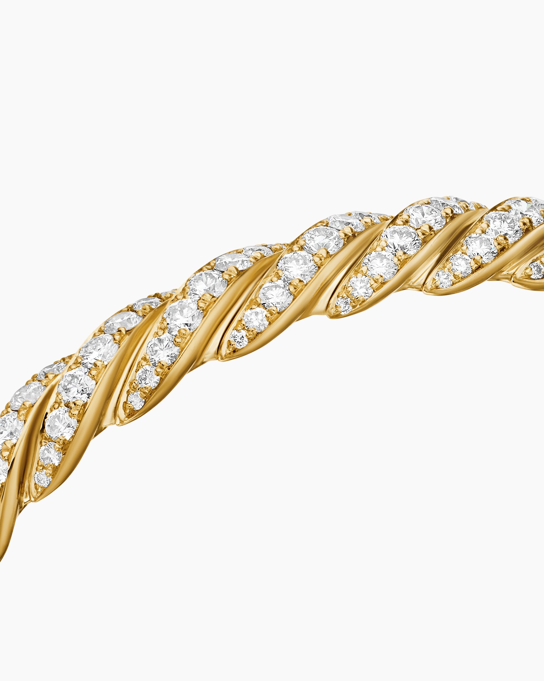 Sculpted Cable Flex Bracelet in 18K Yellow Gold with Diamonds, 7.8mm