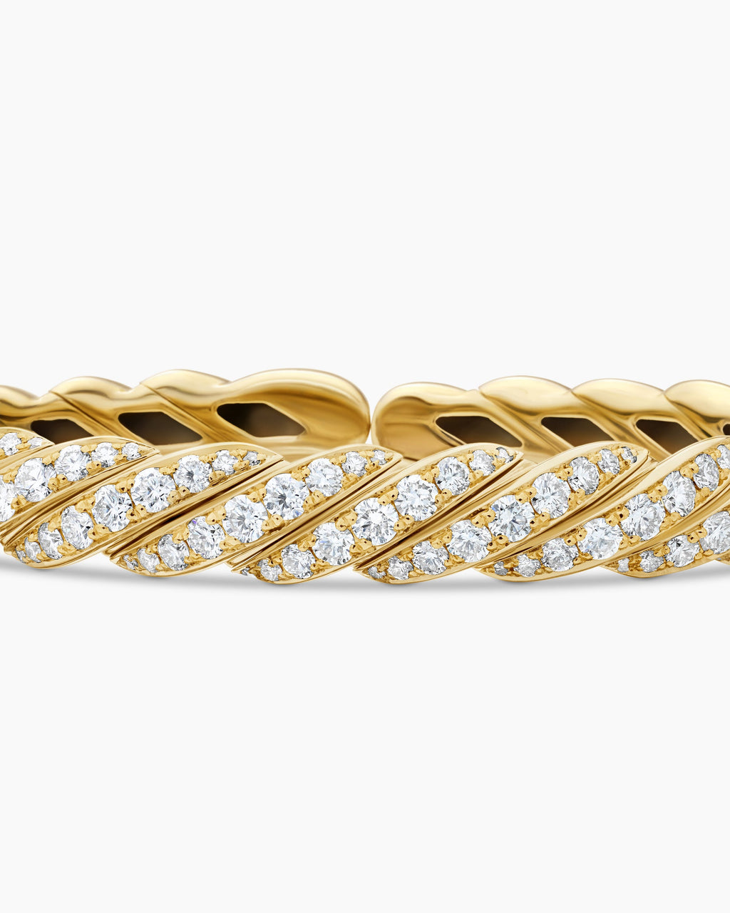 Sculpted Cable Flex Bracelet in 18K Yellow Gold with Diamonds, 7.8mm