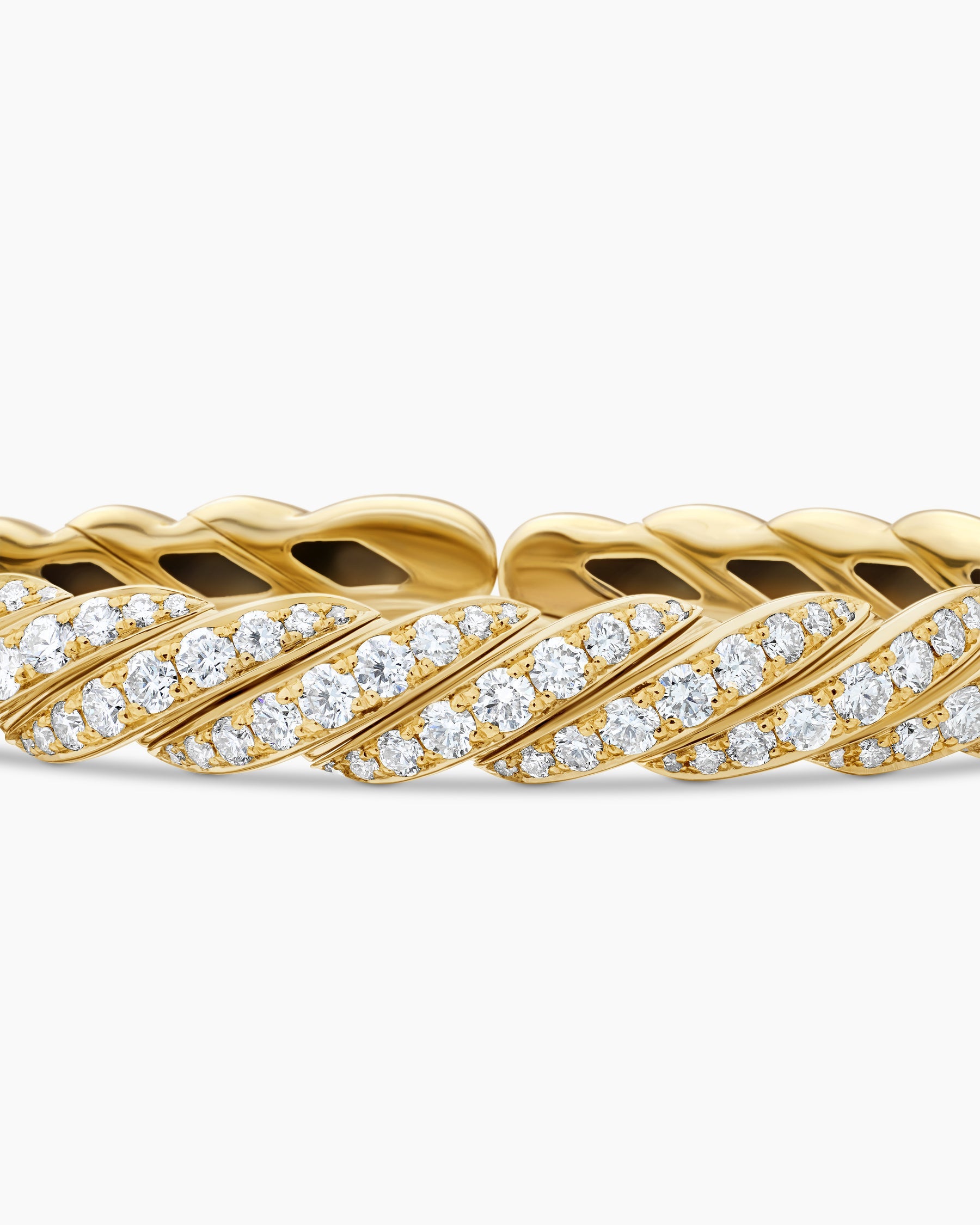 Sculpted Cable Flex Bracelet in 18K Yellow Gold with Diamonds, 7.8mm