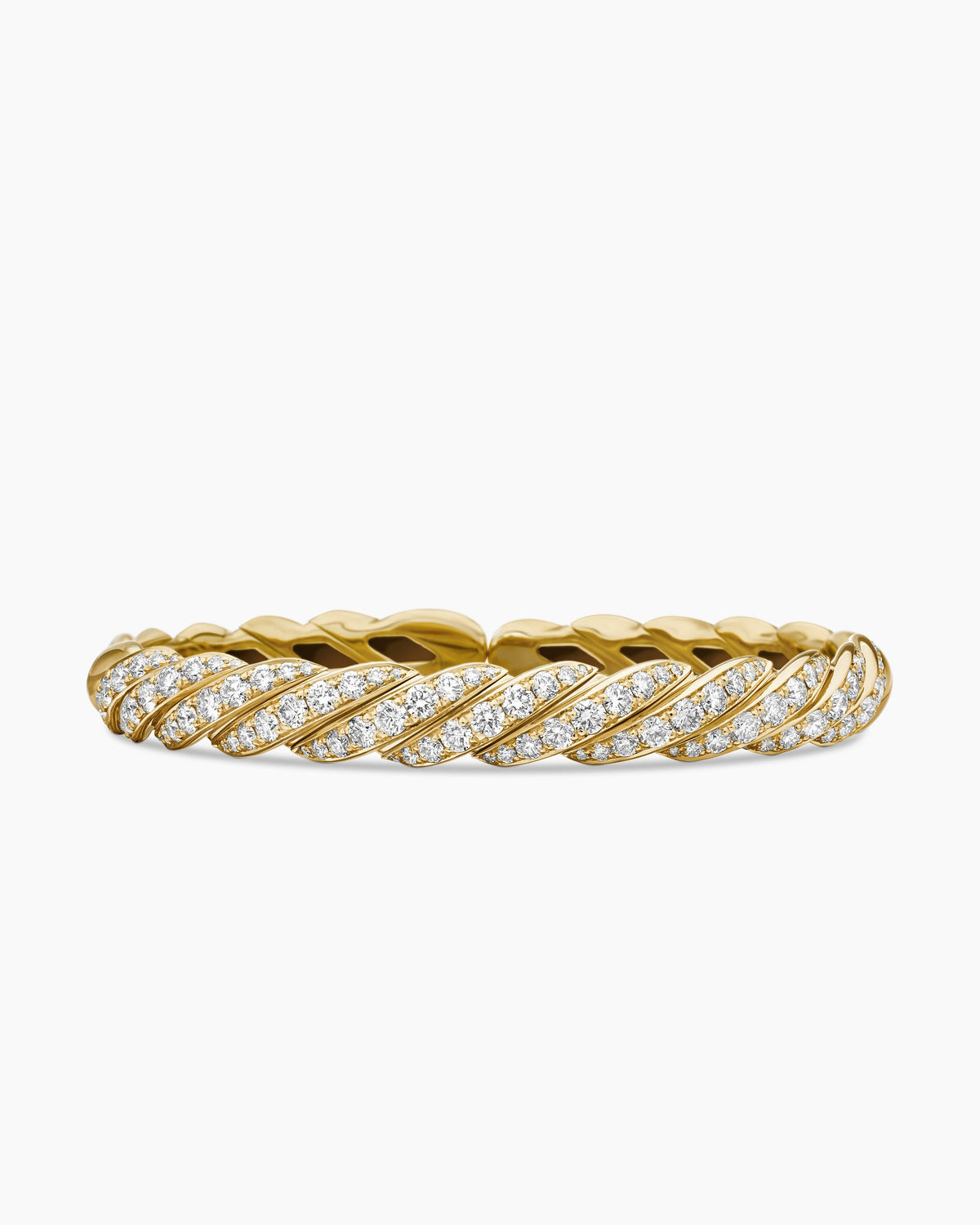 Sculpted Cable Flex Bracelet in 18K Yellow Gold with Diamonds, 7.8mm