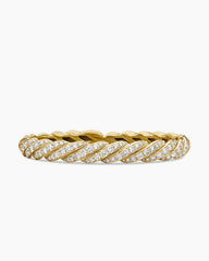 Sculpted Cable Flex Bracelet in 18K Yellow Gold with Diamonds, 7.8mm