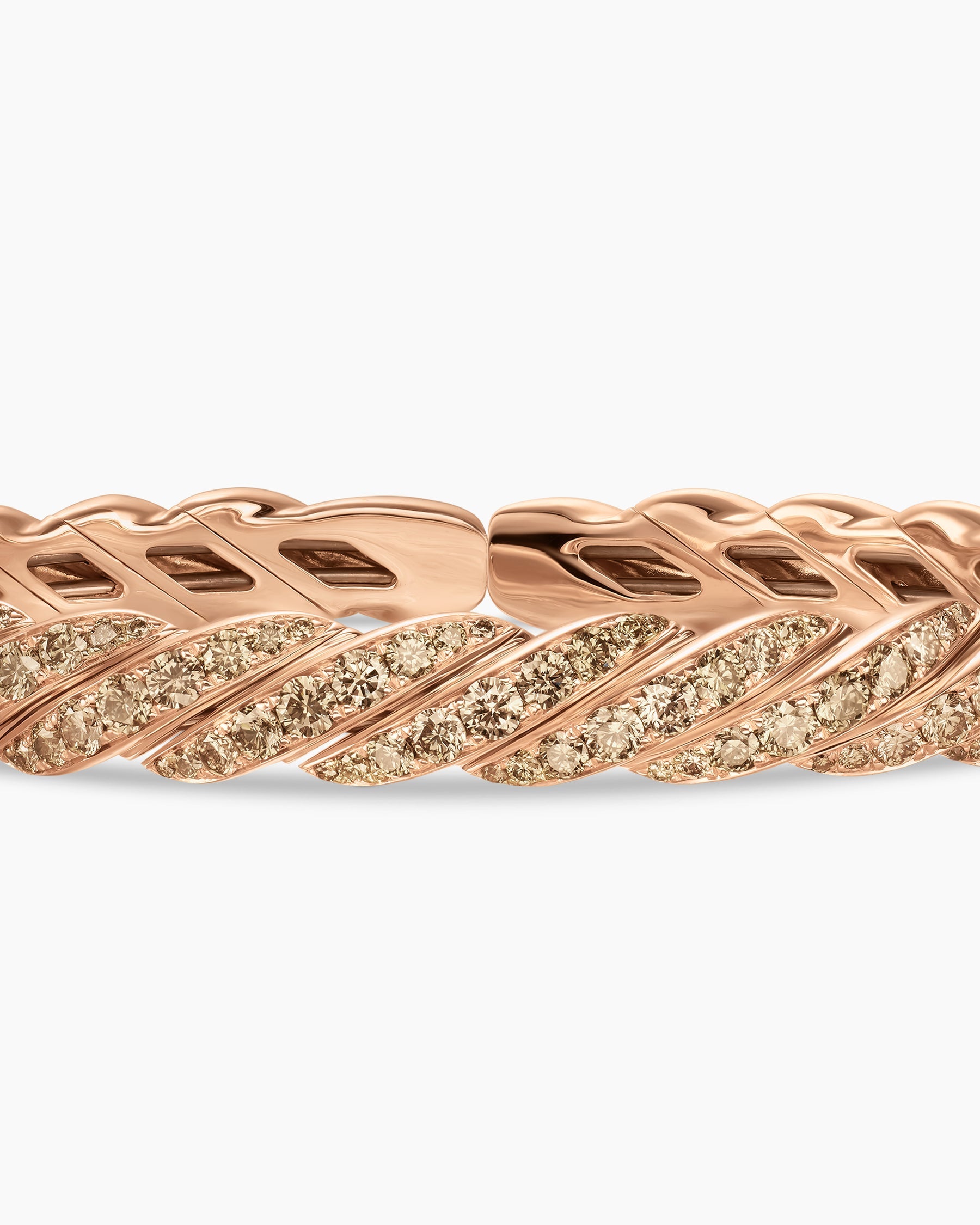 Sculpted Cable Flex Bracelet in 18K Rose Gold with Cognac Diamonds, 7.8mm