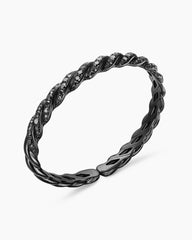 Sculpted Cable Flex Bracelet in 18K White Gold with Black Rhodium and Black Diamonds, 7.8mm
