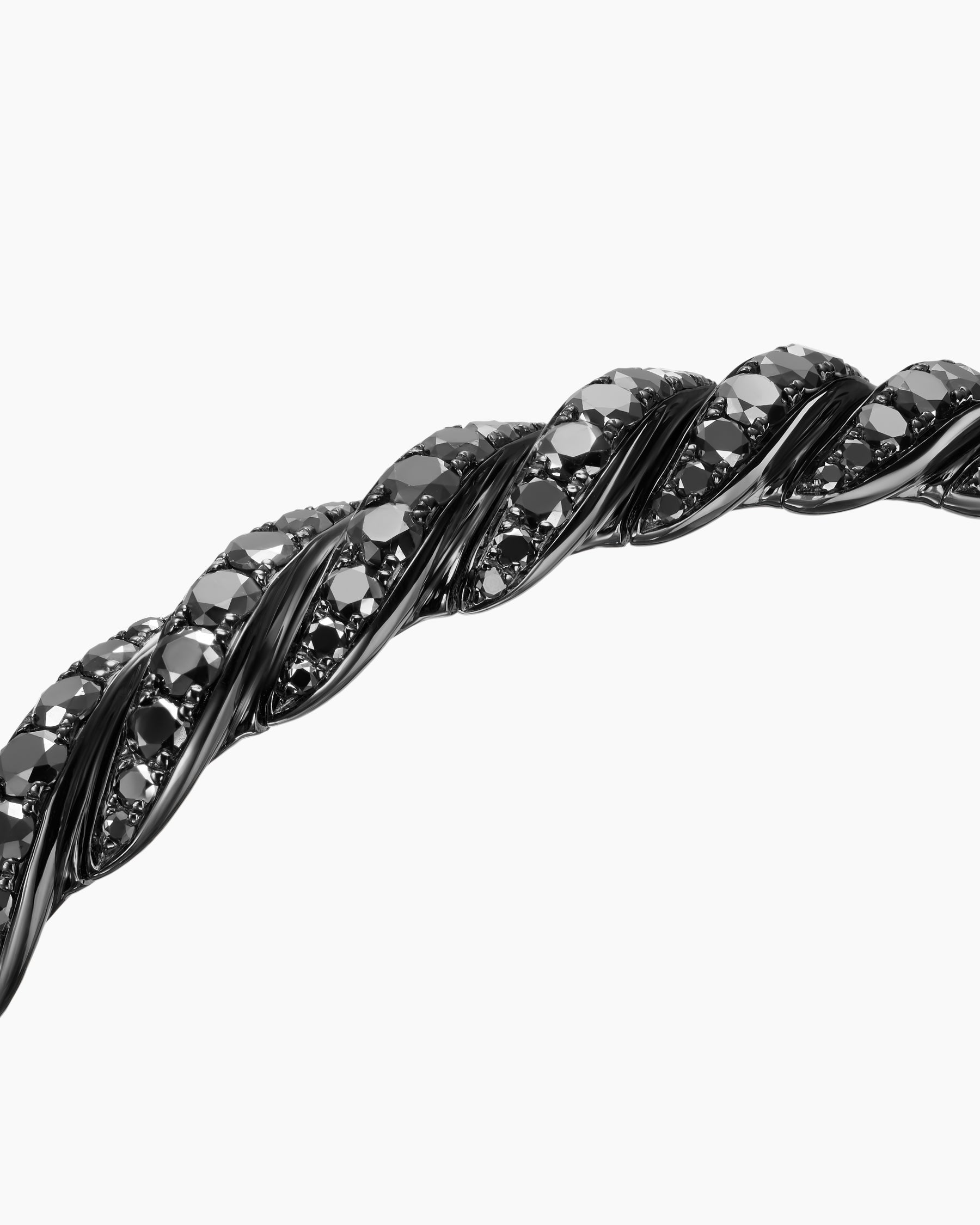 Sculpted Cable Flex Bracelet in 18K White Gold with Black Rhodium and Black Diamonds, 7.8mm