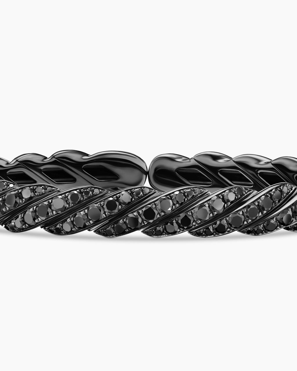 Sculpted Cable Flex Bracelet in 18K White Gold with Black Rhodium and Black Diamonds, 7.8mm