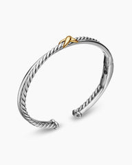 Petite X Center Station Bracelet in Sterling Silver with 18K Yellow Gold, 5.2mm