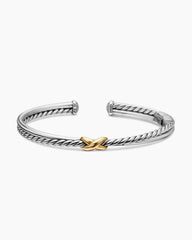 Petite X Center Station Bracelet in Sterling Silver with 18K Yellow Gold, 5.2mm