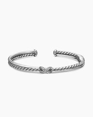 Petite X Center Station Bracelet in Sterling Silver with Diamonds, 5.2mm
