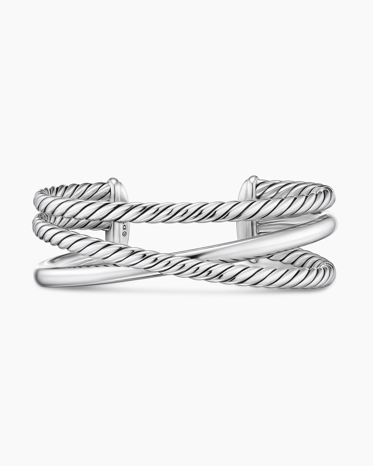 Bold Crossover Three Row Cuff Bracelet in Sterling Silver, 19mm