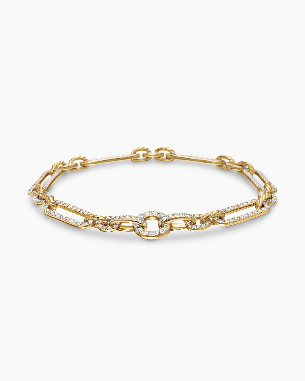 Lexington Chain Bracelet in 18K Yellow Gold with Full Pavé Diamonds, 6.5mm