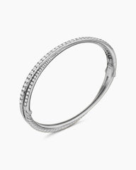 Pavé Crossover Two Row Bracelet in 18K White Gold with Diamonds, 5.5mm