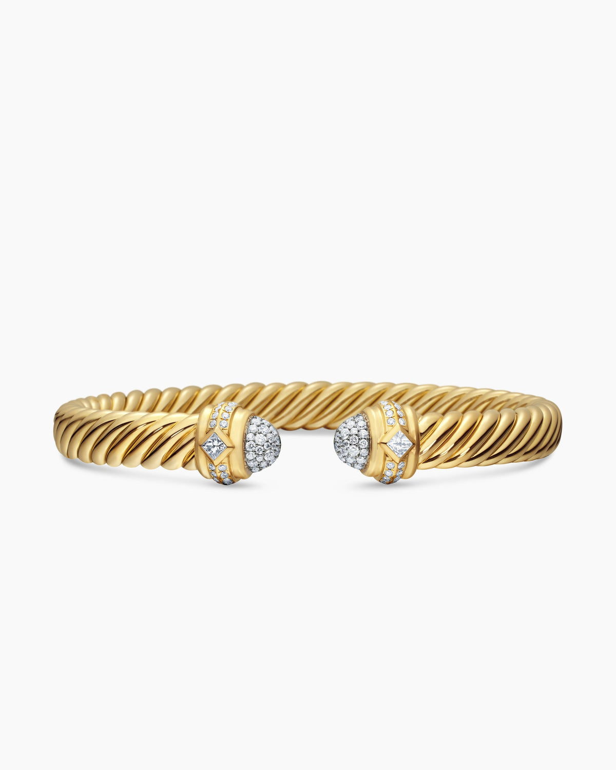 Renaissance® Oval Cablespira Bracelet in 18K Yellow Gold with Diamonds, 7mm