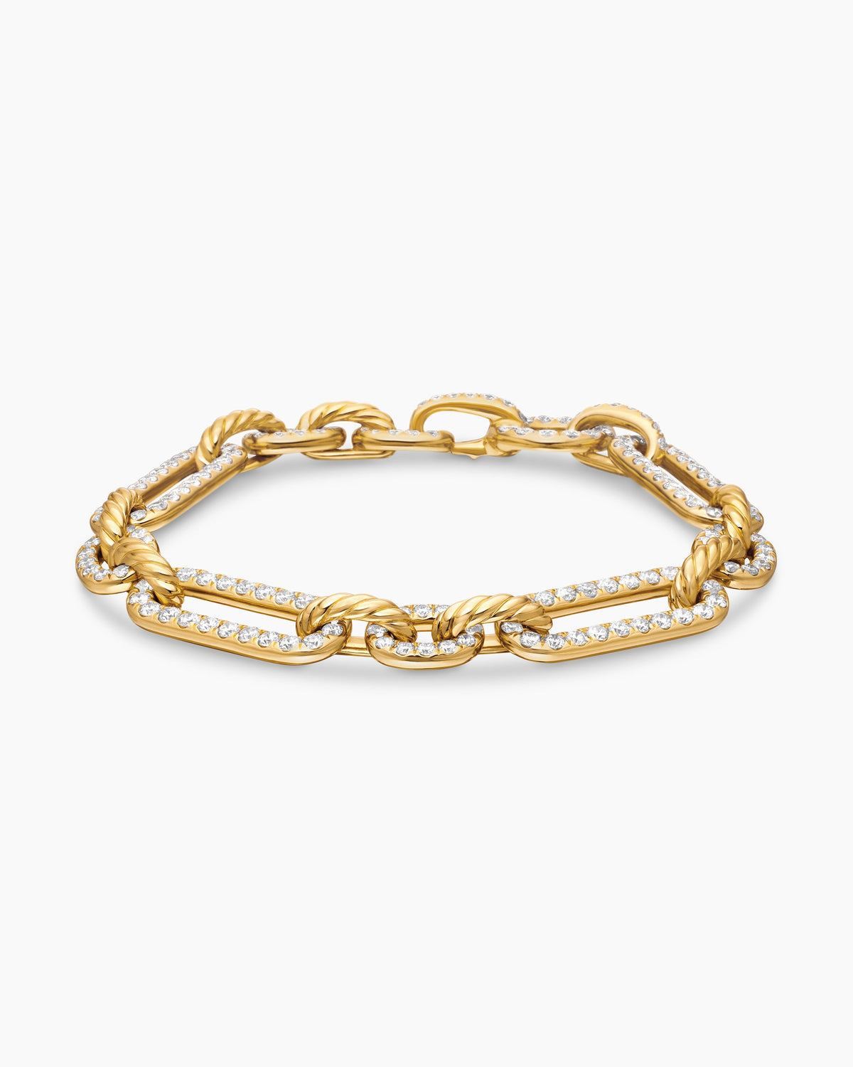 Lexington Chain Bracelet in 18K Yellow Gold with Full Pavé Diamonds, 9.8mm