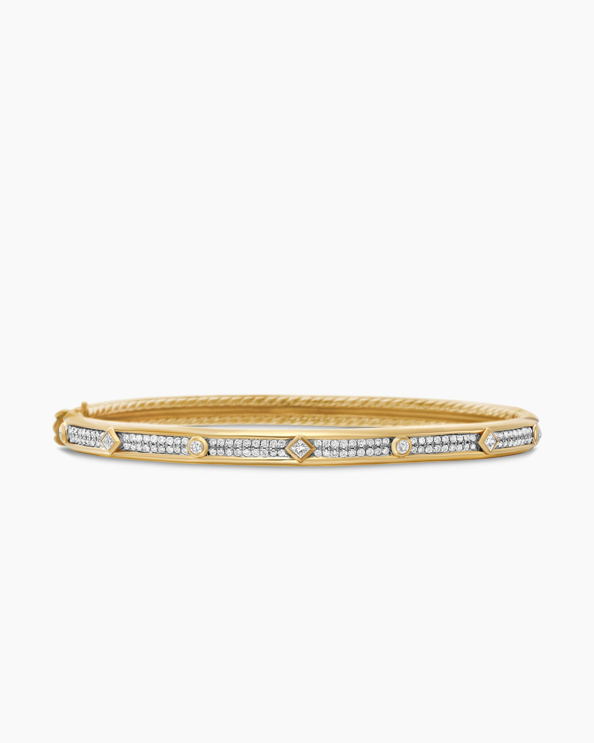 Modern Renaissance® Bangle Bracelet in 18K Yellow Gold with Full Pavé Diamonds, 4.5mm