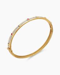 Modern Renaissance® Bangle Bracelet in 18K Yellow Gold with Full Pavé Diamonds and Rubies, 4.5mm