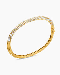 Cable Edge® Bangle Bracelet in 18K Yellow Gold with Diamonds, 4mm