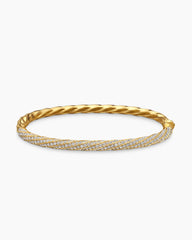 Cable Edge® Bangle Bracelet in 18K Yellow Gold with Diamonds, 4mm