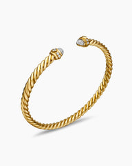 Renaissance® Oval Cablespira Bracelet in 18K Yellow Gold with Diamonds, 4.5mm