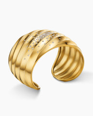 Cable Edge® Cuff Bracelet in 18K Yellow Gold with Diamonds, 41mm
