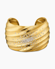 Cable Edge® Cuff Bracelet in 18K Yellow Gold with Diamonds, 41mm