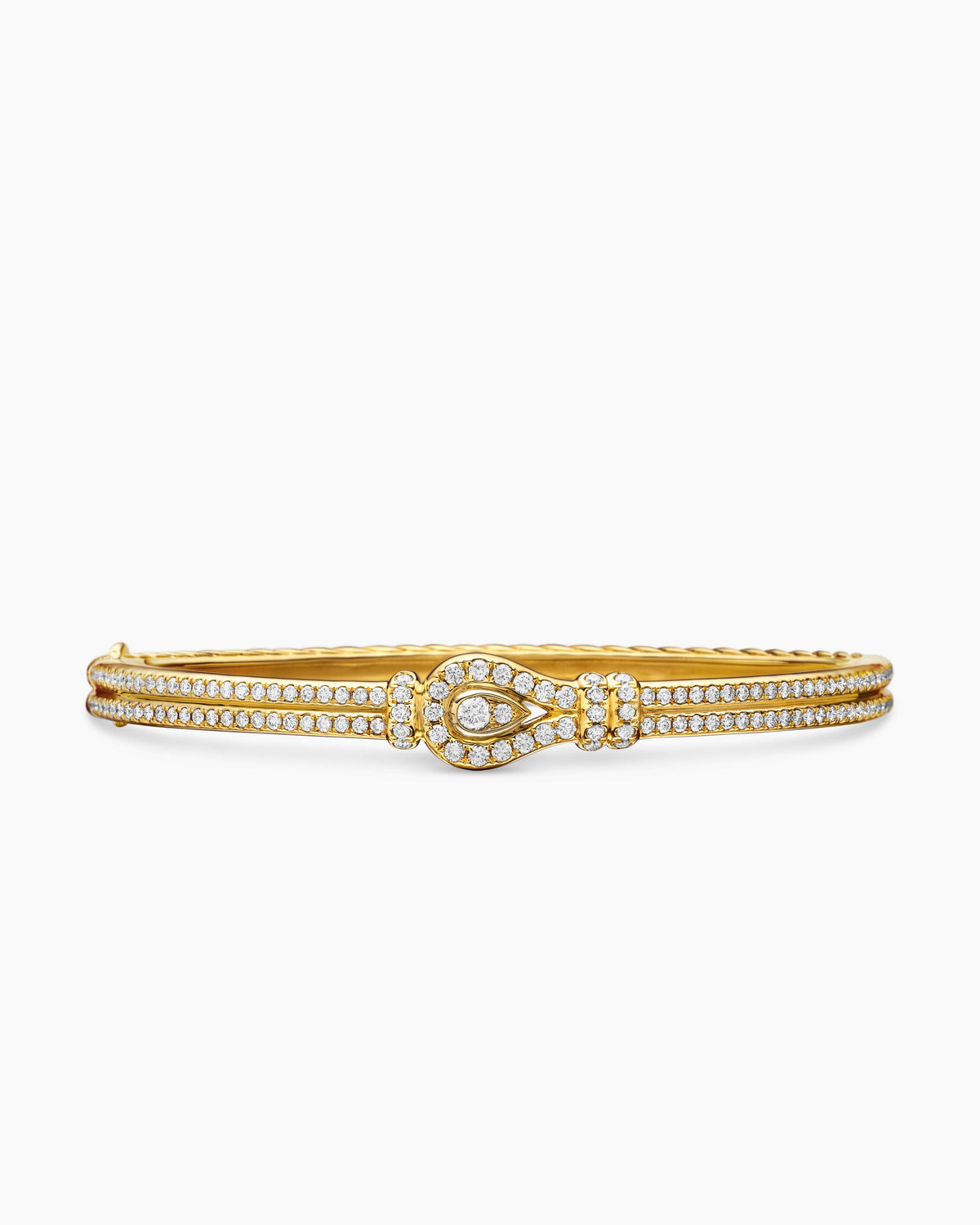 Thoroughbred Loop Bracelet in 18K Yellow Gold with Full Pavé Diamonds, 4.5mm