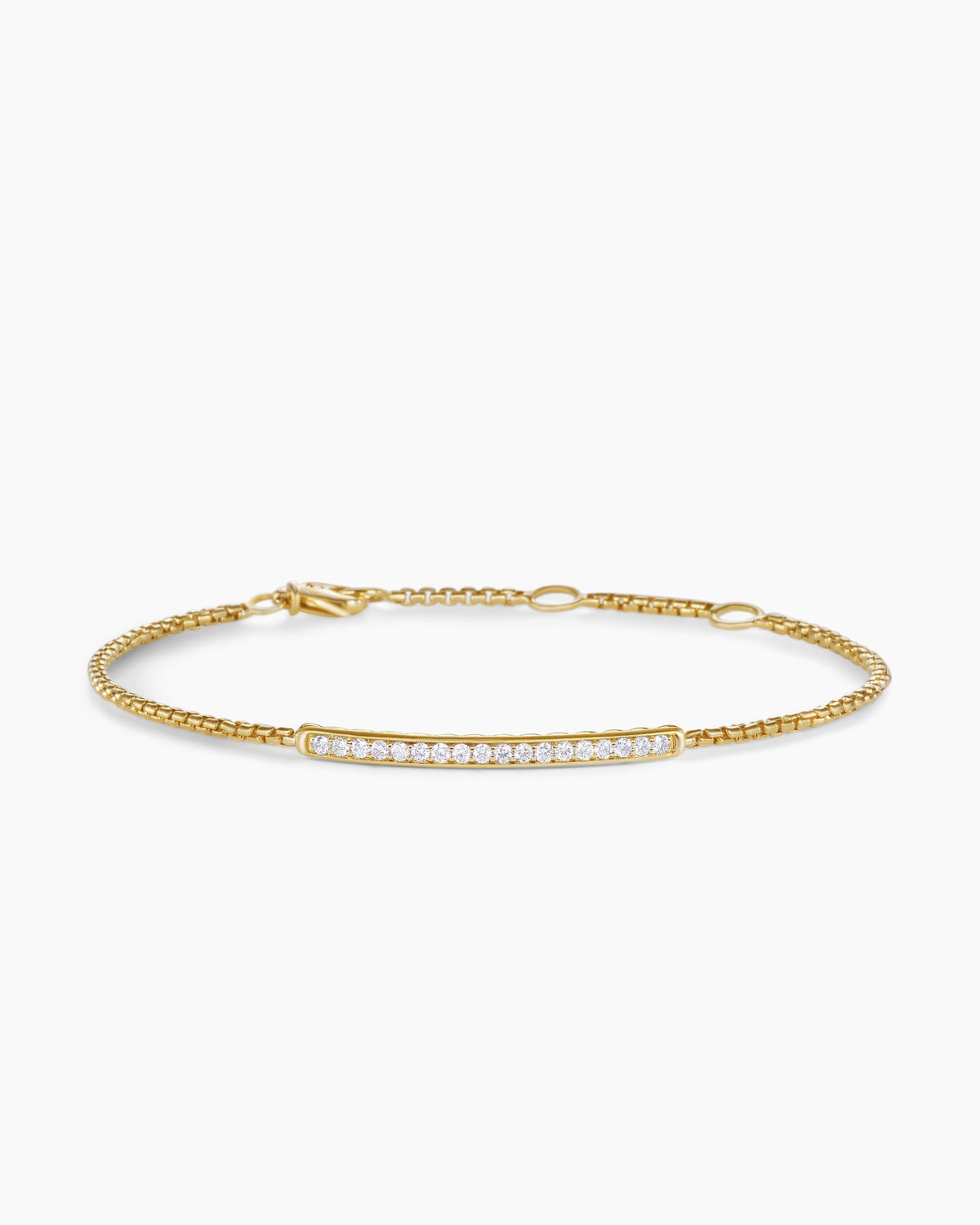 Petite Pavé Bar Bracelet in 18K Yellow Gold with Diamonds, 1.7mm
