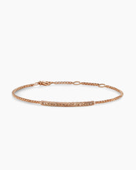 Petite Pavé Bar Bracelet in 18K Rose Gold with Cognac Diamonds, 1.7mm