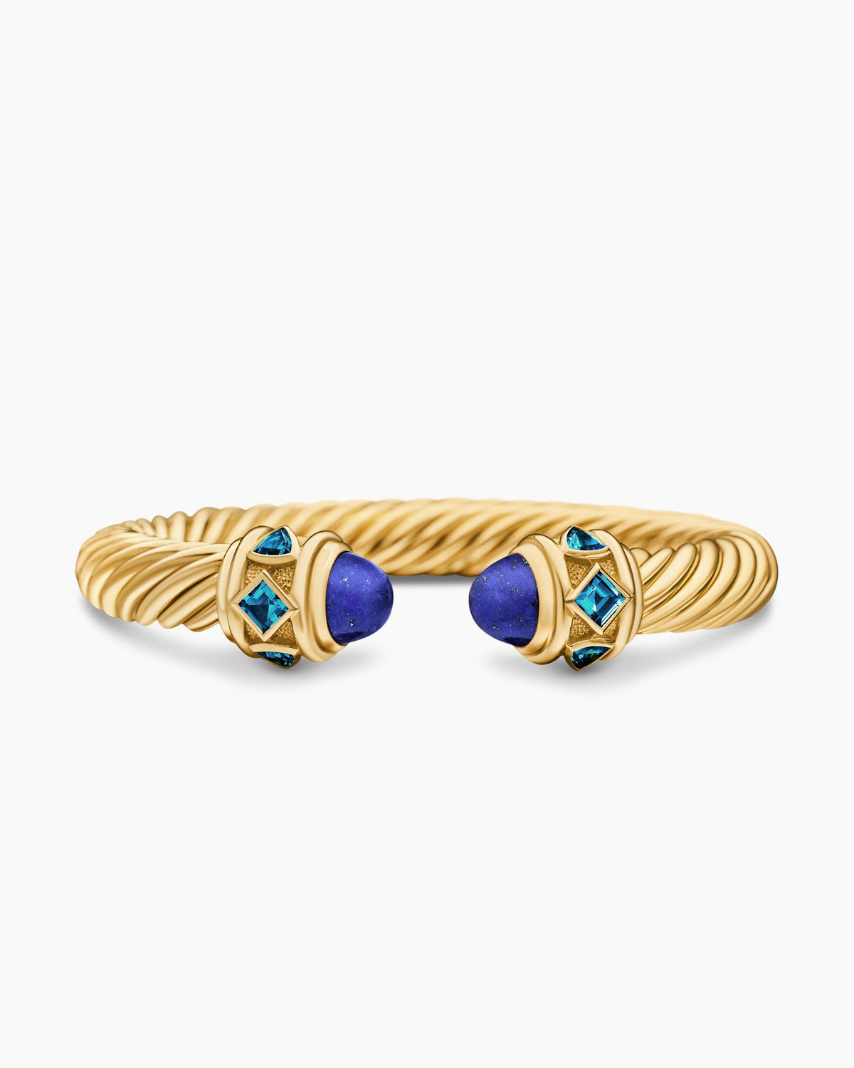 Renaissance® Cablespira Bracelet in 18K Yellow Gold with Lapis and Hampton Blue Topaz, 9mm
